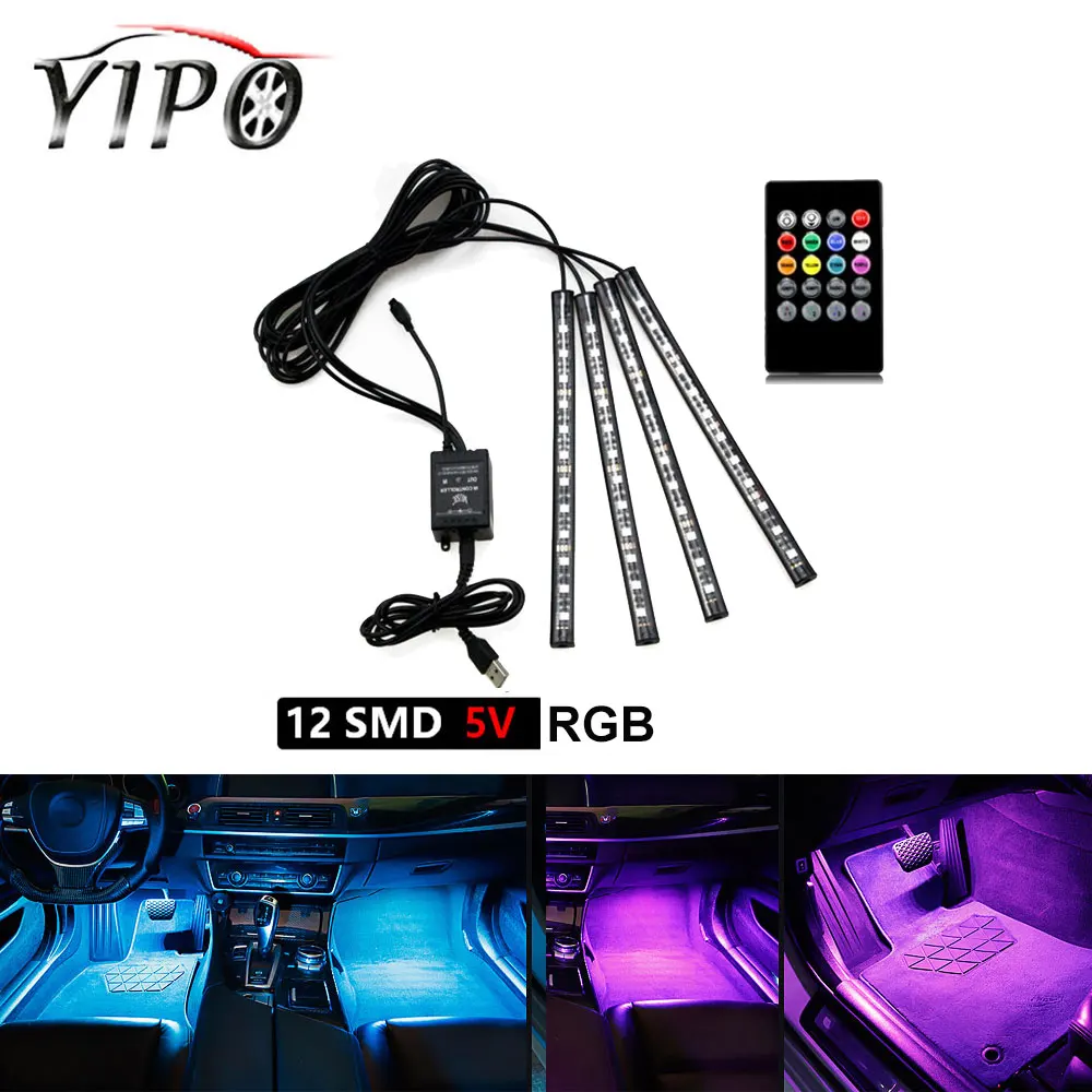 

1X Car RGB LED Strip Light LED Strip Lights Colors Car Styling Decorative Atmosphere Lamps Car Interior Light With Remote USB 5V