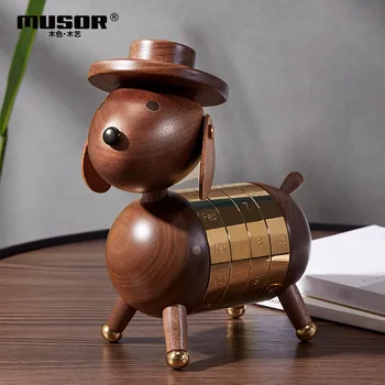 

[HHT]CREATIVE CALENDAR WOODEN GENTLEMAN DOG ORNAMENTS HOME DECORATION OFFICE DESK FURNISHINGS WOOD CRAFTS EXQUISITE GIFT