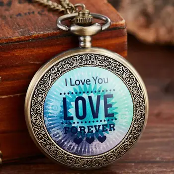 

Pocket Watch I Love You Forever Till The End of Time Pendant QUARTZ Clock Fob Chain Reloj For Gift Men Women Gold Sliver Watches