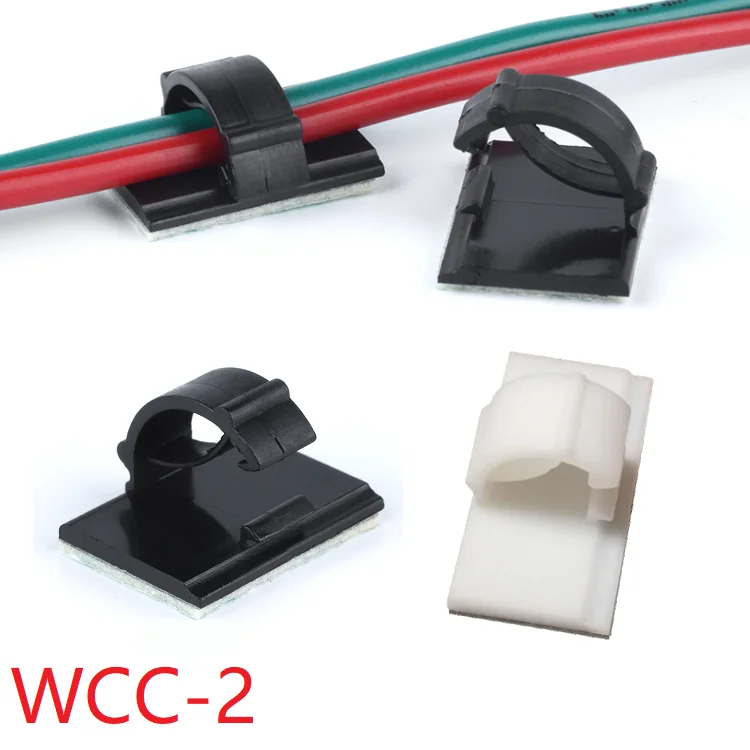 

10pcs WCC-2 Cable Clamp Self Adhesive Wire Clip Tie Fixer Mounting Desk Line Holder Organizer Management Fastener White Black