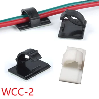 

10pcs WCC-2 Cable Clamp Self Adhesive Wire Clip Tie Fixer Mounting Desk Line Holder Organizer Management Fastener White Black
