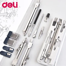 Deli-kit de dessin multifonctionnel, en acier inoxydable, outil de cercles, 2/4/5/6 pièces/ensemble de boussole, mathématiques, fournitures scolaires durables
