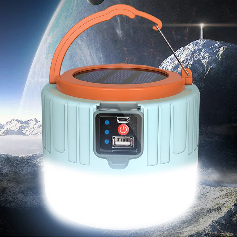 

Camping light solar bulb multi-function for outdoor tent light emergency light USB charging for hiking and descending boat