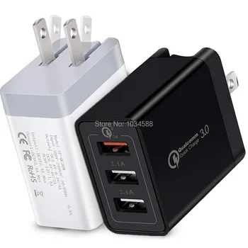 

Fast Quick Charger 3.0 30W 3 Usb Ports Eu US Wall Charger Auto Power Adaptor For Ipad Iphone 7 8 XR Samsung Tablet PC