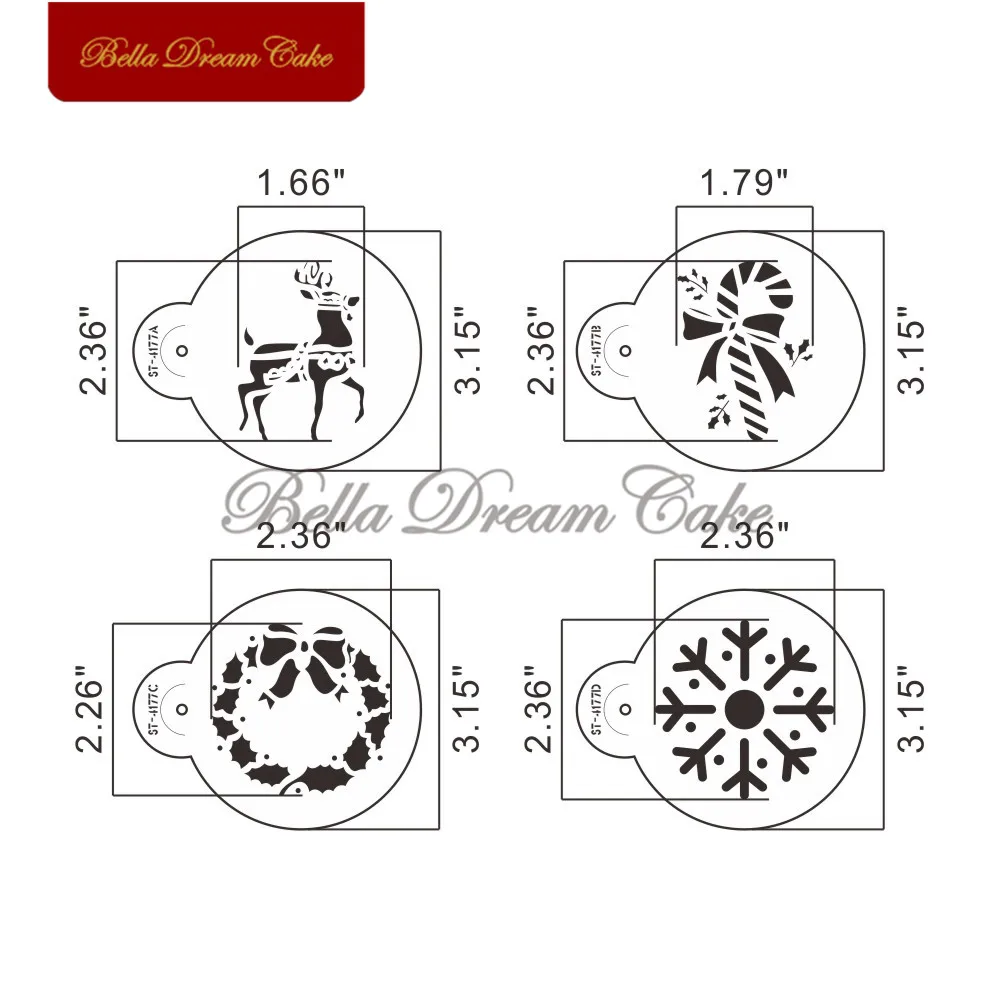 4 шт./компл. 3,1" Рождественский олень Snownflake дизайн трафарет для печенья Кофе Трафареты шаблон торта украшения торта инструмент для выпечки