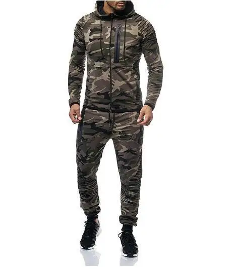 Спортивный Камуфляжный спортивный костюм, мужской комплект, толстовка, камуфляжный принт, спортивный костюм для мужчин, большие размеры, Мужская одежда, мягкое пальто на осень и зиму - Цвет: Army green sets