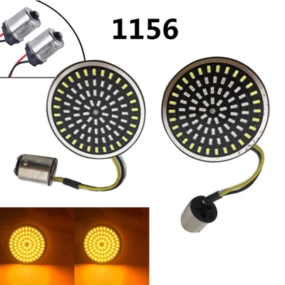 Black 1156 amber 2 дюйма светодиодный указатель поворота комплект для мотоцикла 1157 Белый/янтарный передний указатель поворота лампы 1156 сзади указатели поворота для Street Glide - Цвет: Black 1156 amber