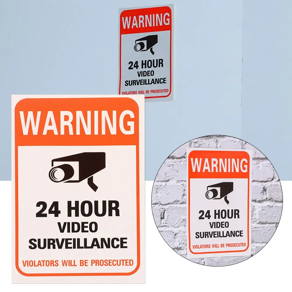 Useful Public Area Alarm Label Conspicuous Video Surveillance Sticker Warning Signs 24H Video Camera Security Supplies 10 Sheets