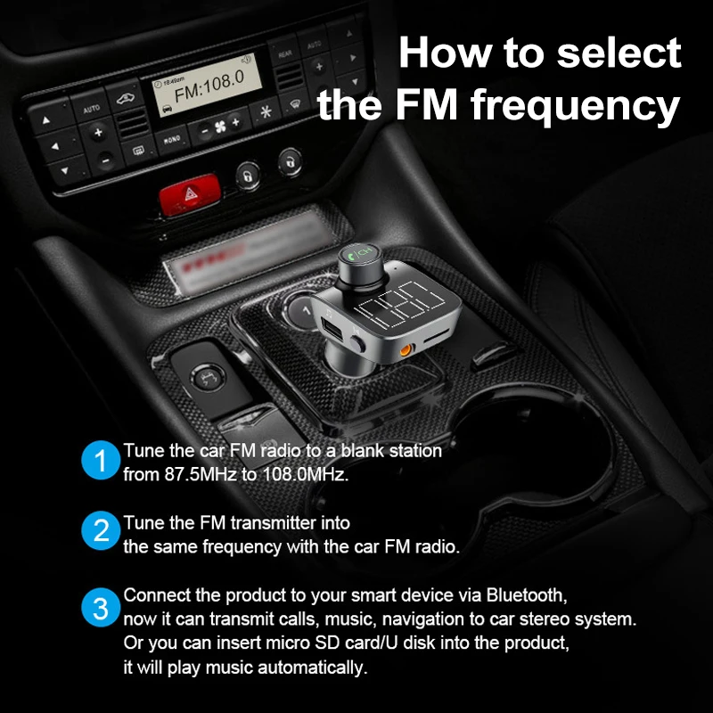 Bluetooth 5,0 AUX приемник Автомобильный mp3 плеер fm-передатчик комплект беспроводной связи Bluetooth для автомобиля двойной USB флэш-накопитель