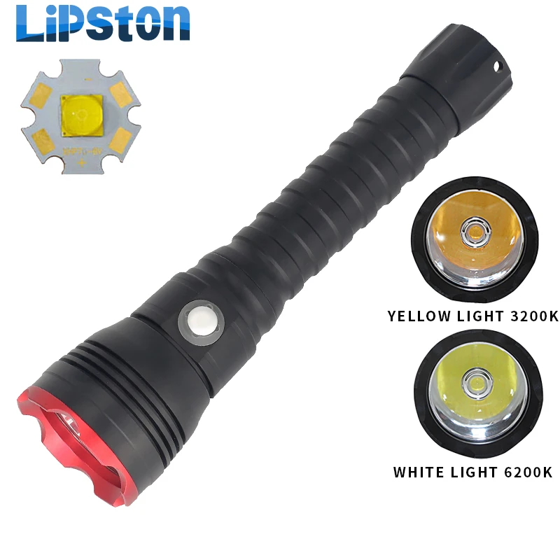 Фонарик для дайвинга Lipston подводный супер-яркий фонарик CREE XHP70.2 светодиодный 4000