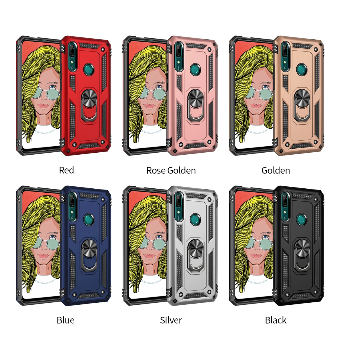 Прочный армированный противоударный чехол для huawei Y5 Y6 Y7 Pro Y9 Prime чехол с кольцом-держателем на магнитной основе Fundas Coque