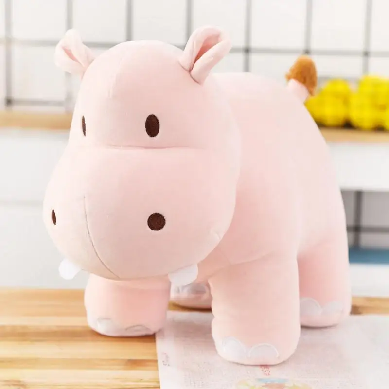 40 см, 1 шт., Kawaii, бегемот, плюшевые игрушки, куклы, мягкие, вниз, хлопок, животные, подушка, милая игрушка, на день рождения, рождественский подарок для детей - Цвет: Розовый