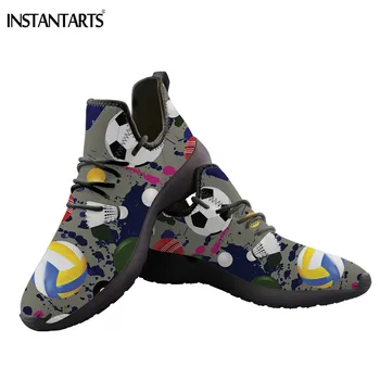 

INSTANTARTS 3D Cool Ball Print Running Shoes Women Men Soccer Basketball Outdoor Sport Breathable Air Sole Mesh Knit Sneakers