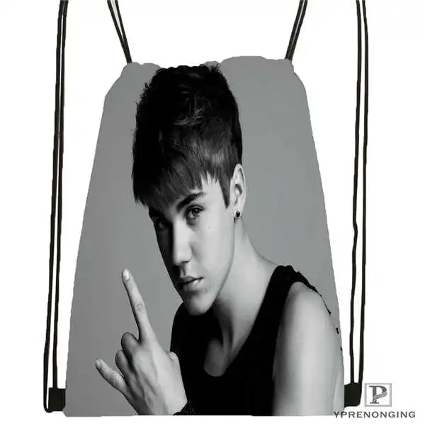 Custom Good-Justin-Bieber походная сумка на шнурке милый рюкзак для детей(черная спинка) 31x40 см#180611-03-130 - Цвет: Drawstring Backpack