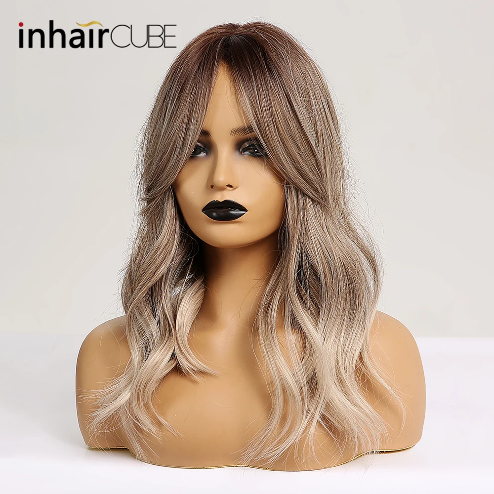 Длинный синтетический парик Inhair Cube с эффектом омбре натуральные волнистые