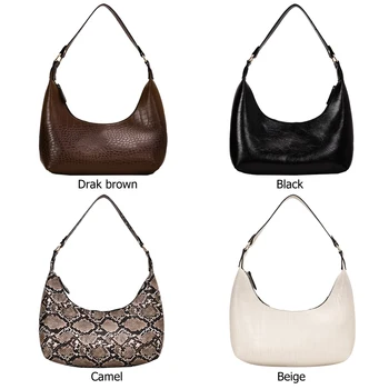 

Big Capacity Shoulder Bags Classic Texture Delicate Creative Design Women Retro Simple PU Leather Totes Underarm Handbag
