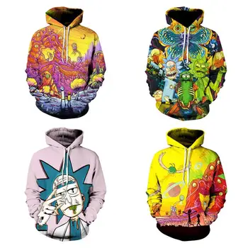 

Men's high-quality 3D hoodie cartoon rick and morty printed hoodie casual hooded sweatshirts for men and women