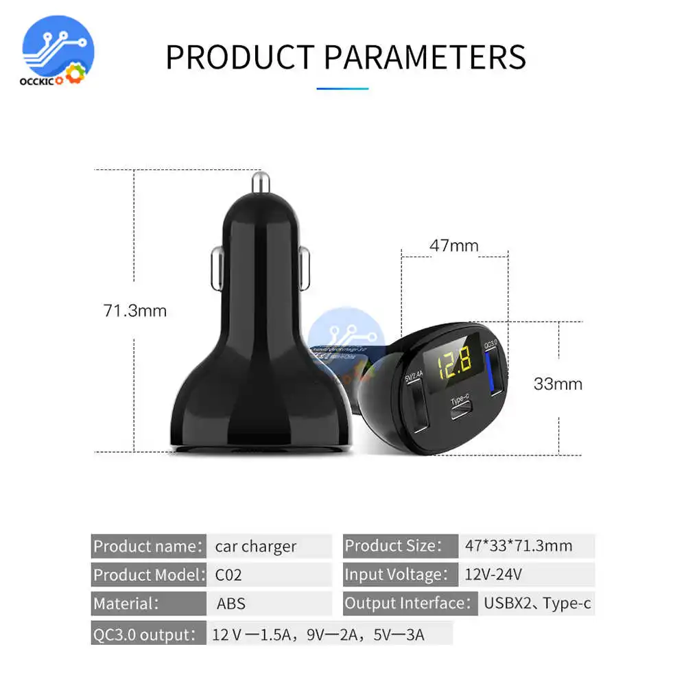 5V 2.4A двойной usb type C порт зарядное устройство адаптер QC3.0 Быстрая зарядка светодиодный цифровой дисплей с вольтметром для универсального мобильного телефона