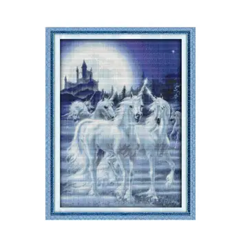 

Joy Sunday Cross Stitch Kit Stamped Unicorn Patterns 14CT 11CT Printed Cross Stitch Kits DIY Handmade Embroidery Needlework Sets