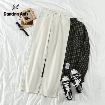 

Women Straight Jeans High Waist Loose Slim Denim Pants Korean Style Solid Office Lady Chic Female Cotton Long Pants 2020 Fashion