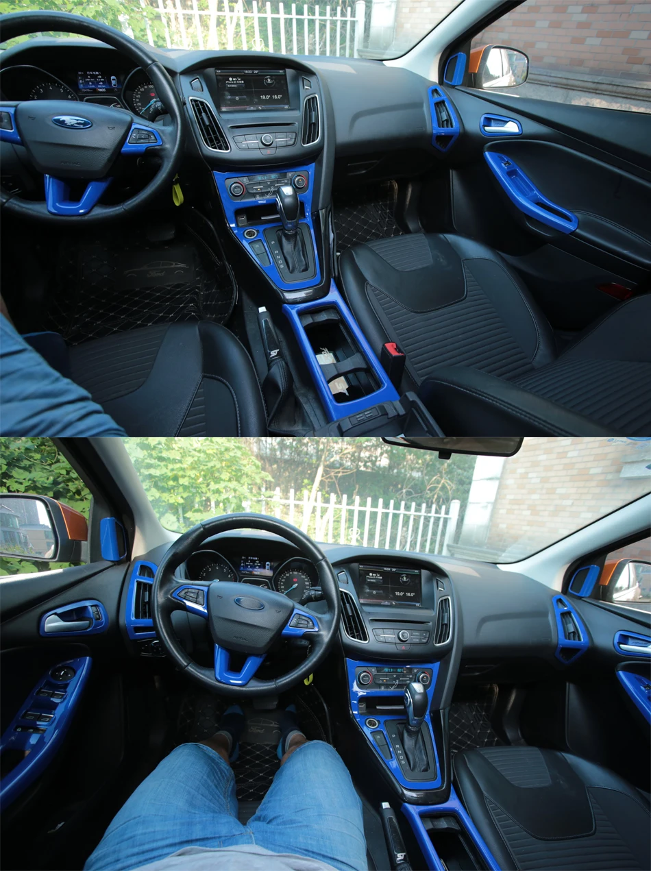 Foal горящий автомобиль синяя краска рулевое колесо отделка внутренняя дверная ручка Чаша коробка вентиляционное отверстие крышка наклейка для Ford Focus 3 4 MK3 MK4