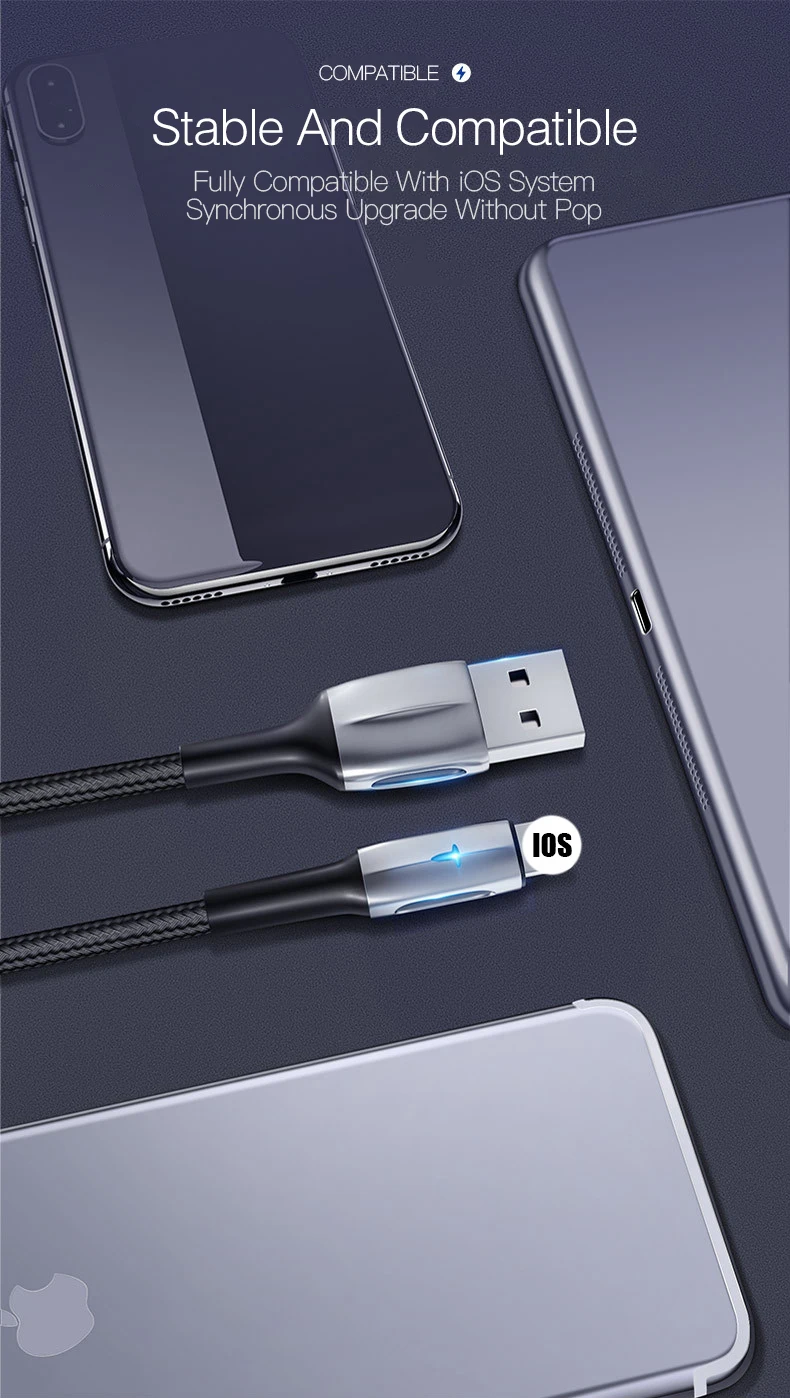 Светодиодный Micro USB кабель для samsung s10 Honor Быстрая зарядка Android мобильный телефон Microusb кабель для iphone 6s 7 8 Plus шнур зарядного устройства