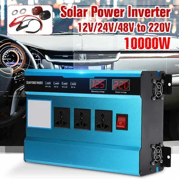 

10000W Car Home Solar Power Inverter DC 12V 24V 48V to 220V Inverter Sine Wave Converter Voltage Transformer with Fan 3 Charger