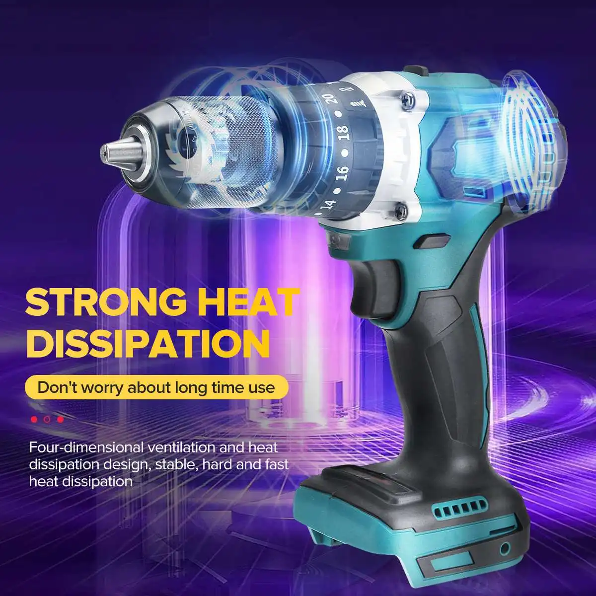 3 en 1 13mm 2 vitesses Brushless perceuse électrique marteau tournevis sans fil 20 + 3 couple perceuse à percussion outils pour Makita 18V batterie ► Photo 2/6