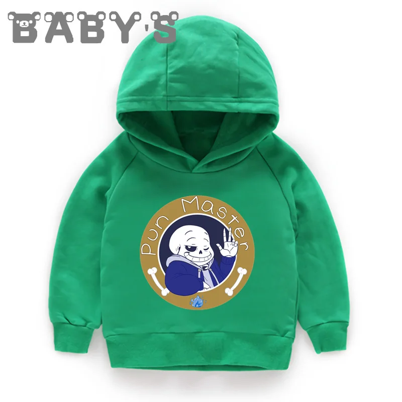 Детские толстовки с капюшоном Детские свитшоты с принтом «Undertale Sans Skull» пуловер для малышей топы для девочек и мальчиков, осенняя забавная одежда KMT2405