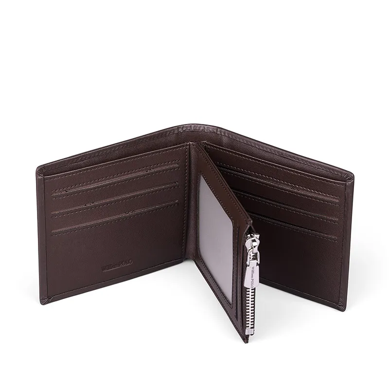 Men Wallet Genuine Leather Casual Bifold Wallet Design Card Holder Organized Slim 6