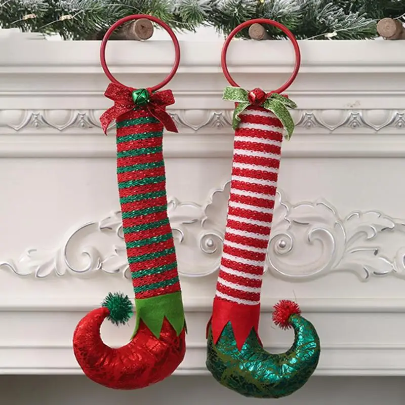 Креативные Висячие обручи для ног Elf дверные ручки рождественское Новогоднее
