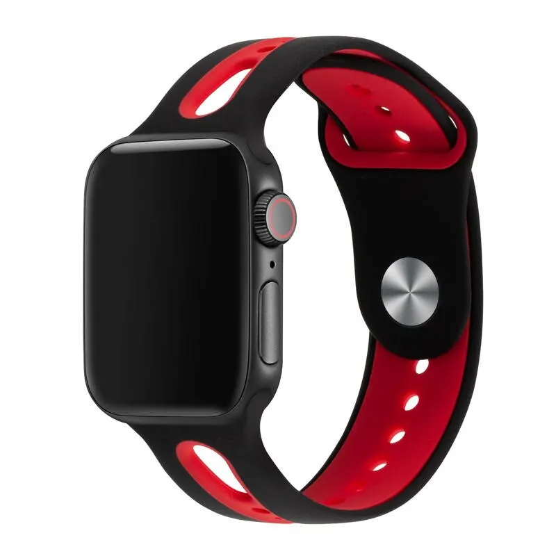 black red Спортивный ремешок для apple watch, ремешок для apple watch 4, 3, ремешок 44 мм, 42 мм, iwatch 40 мм/38 мм, браслет на запястье, ремешок для часов - Цвет ремешка: black red