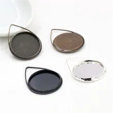 10 шт. 20 мм Внутренний размер Серебряная бронза и черное покрытие медь материал капли стиль ручной работы кабошон Основы Камея основа кулон