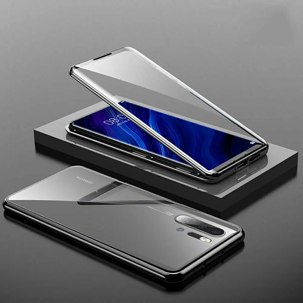 Black Двусторонний чехол с магнитной адсорбцией на 360 градусов для huawei mate 30 20 Pro Lite 10 P Smart Z чехол для телефона - Цвет: Black