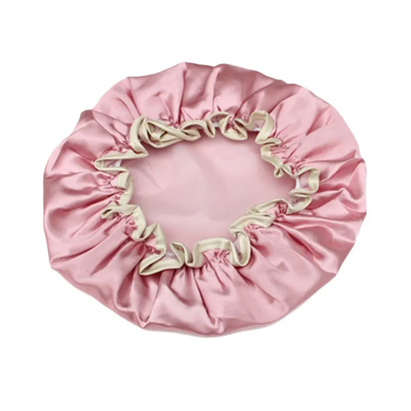 Thick Women Shower Satin Hats Colorful Bath Shower Caps Hair Cover Double waterproof Bathing Cap
