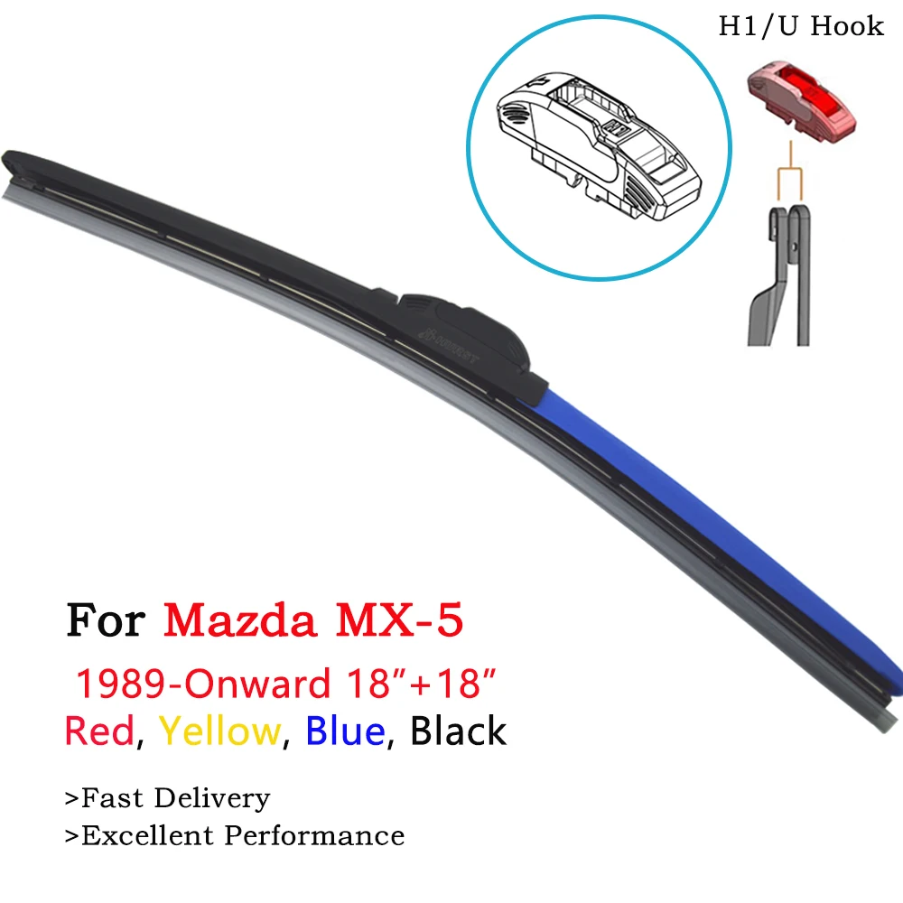

HESITE Colored Hybrid Windshield Wipers For Mazda MX 5 NB NC ND RF Targa Miata Model 2Pcs Front Windscreen Wiper Blades 5A Ruber