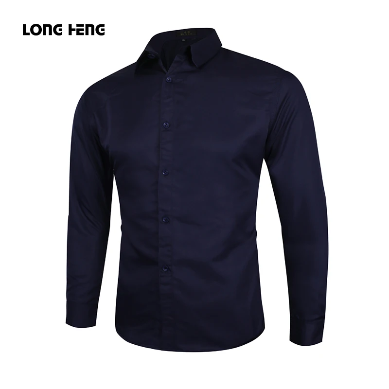 

LONGHENG European and American fashion long-sleeved shirt male 2019 spring and autumn new men's solid color casual shirt