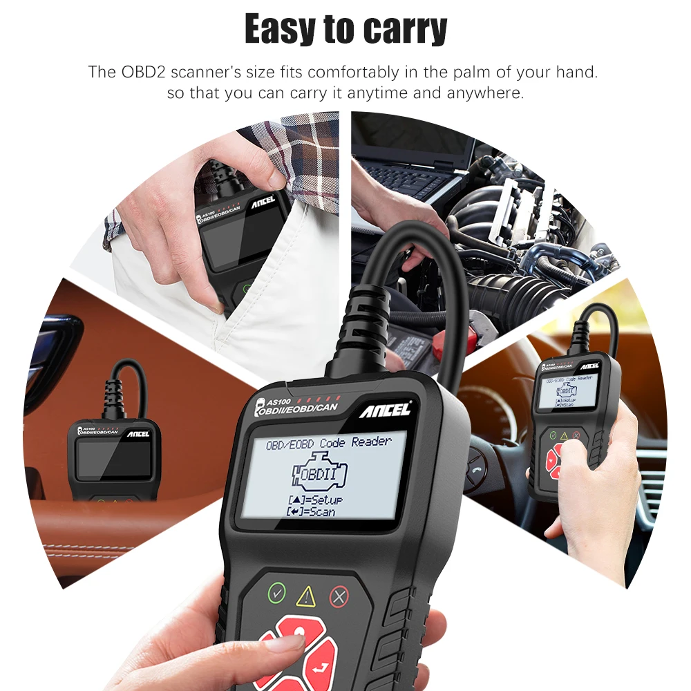 Автомобильный сканер Ancel AS100 OBD2 USB 1 5 в Считыватели кодов и сканеры 