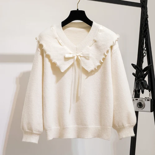 Комплект из двух предметов для женщин, новинка, Осень-зима, Модный Западный стиль, вязаный свитер с длинным рукавом+ мини-юбка с высокой талией, комплект из 2 предметов - Цвет: white sweater