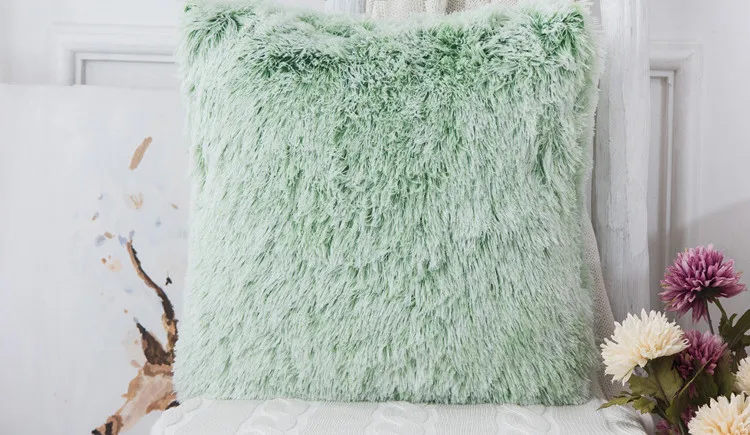 Розовый серый синий зеленый мягкий плюшевый чехол для подушки 43X43 см домашний Декор Искусственный Мех наволочка для подушки для спальни Подушка для украшения дивана Чехлы