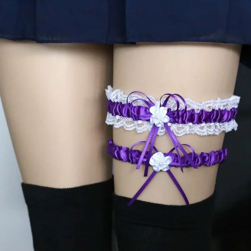 

2Pcs/Set Fashion Leg Garter Belt Sexy Women Girl Bridal Lingerie Wedding Party Cosplay Lace Bowknot Leg Garter Belt Suspender