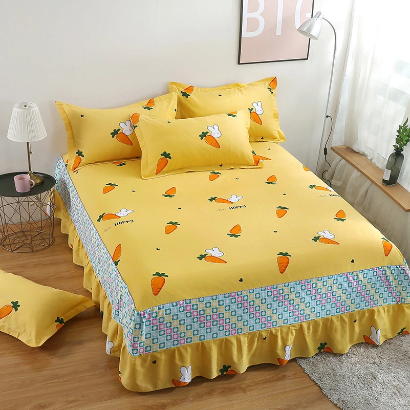 Yellow Bed Skirt Queen Size