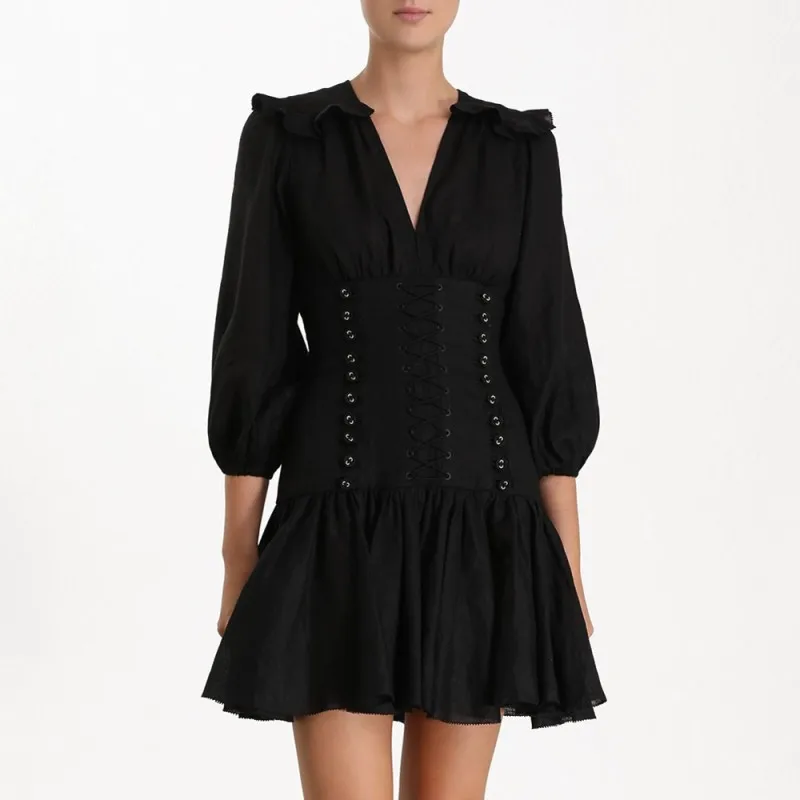 

2019 New Runway brand Self Portrait Women Sexy V-Neck Howllow out dress Lace patchwork Mini Elegant vintage Dresses vestidos