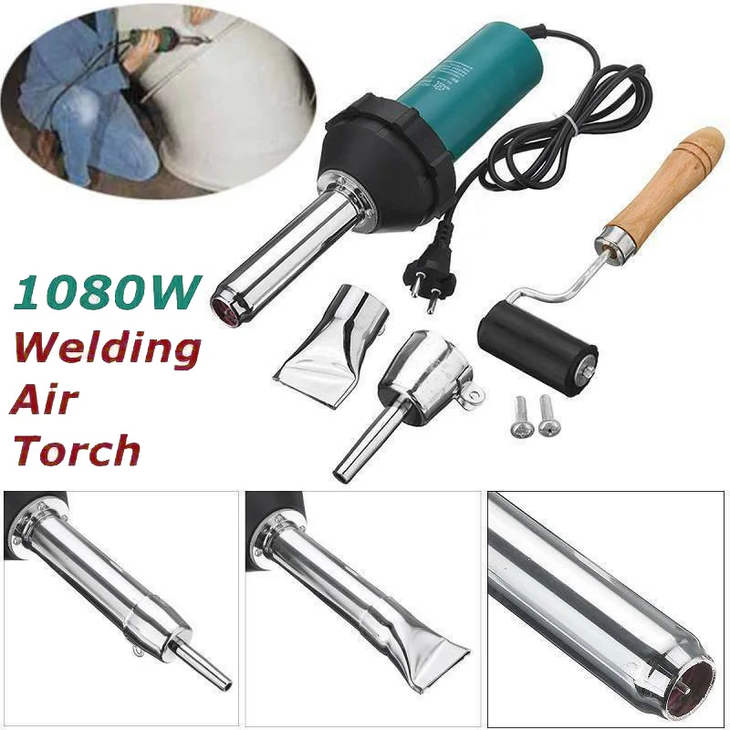 

Hot Air Welding Tool Set Pistol Plastic Welder Heat Soldering Torch Set Pencil Tip Nozzle Pressure Roller Quality Tool 1080W