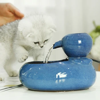 

500ml Auto Pet Cat Dog Ceramic Fish Water Fountain , Cat Pet Mute Drinker Feeder Bowl , Pet Drinking Fountain Dispenser Waterer