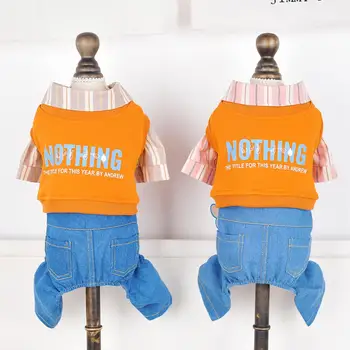 

New Striped Dog Cat Shirt Jumpsuit 2-piece Detachable Pet Puppy T-shirt Spring/Summer Clothing Apparel 5 Sizes