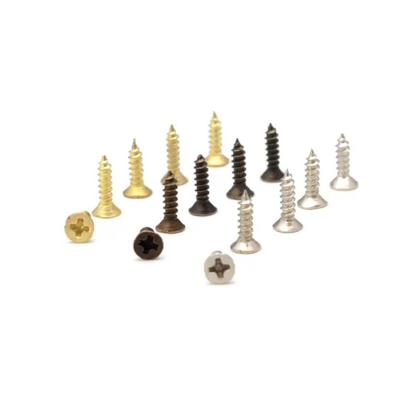 Parafusos de cabeça chata para carpinteiro, pequeno parafuso para móveis, caixa de madeira, acessórios de hardware, 2*6mm, 2*7mm, 2*8mm, 2.5*8mm, 2,5*10 milímetros, 100 PCes