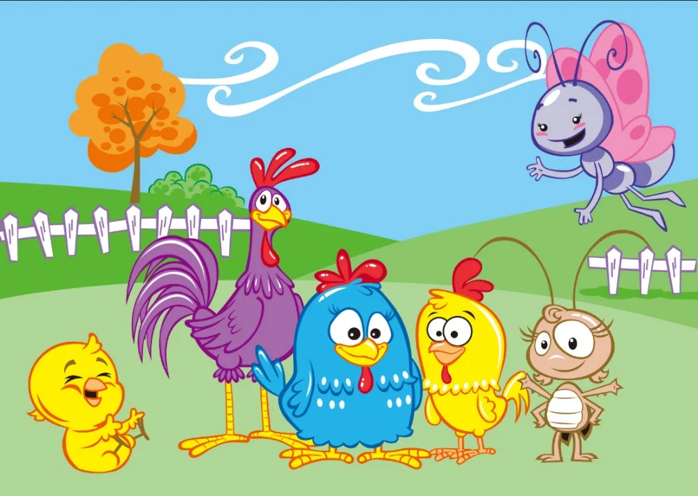 7X5Ft Galinha Pintadinha Green Grass Farm Fence Studio Fotografico Personalizzato Sfondo Sfondo Vinile 220Cm X 150Cm