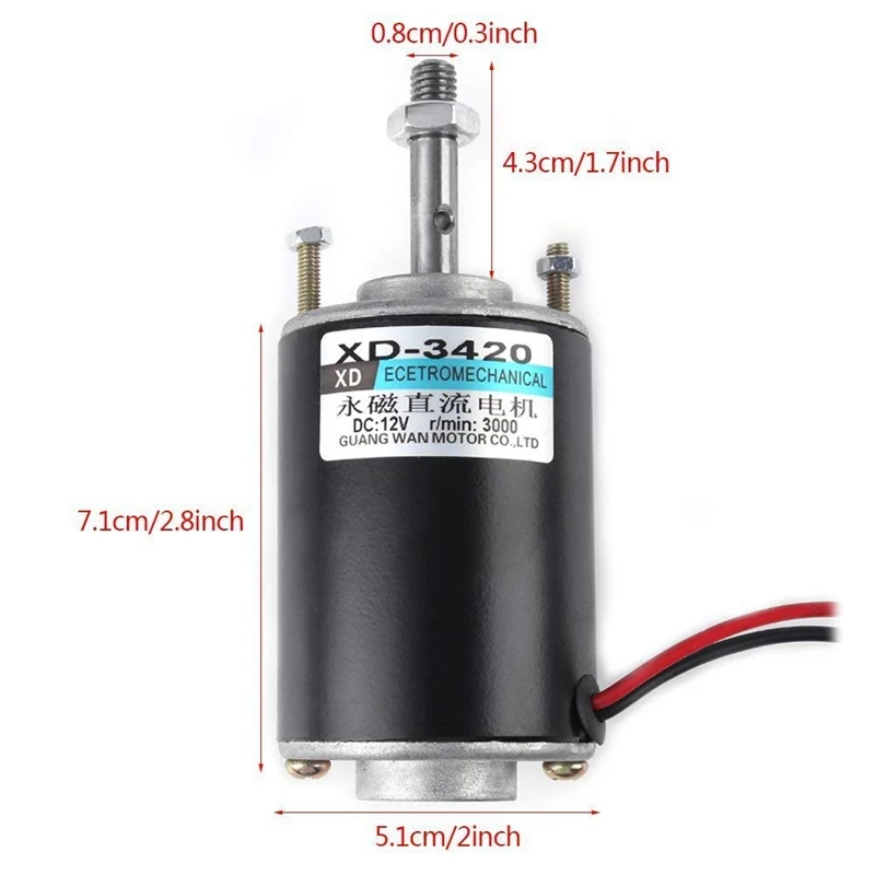 

Xd-3420 30W High Speed Cw/Ccw Permanent Magnet Dc Motor For Diy Generator(Dc 12V 3000Rpm)