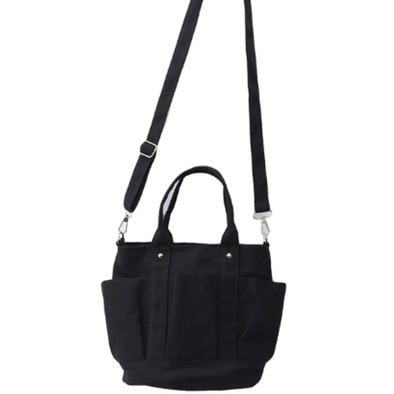 

Fashion Canvas Pleated Double Pocket Tote Bag Fashion Shoulder Cross Body Bag